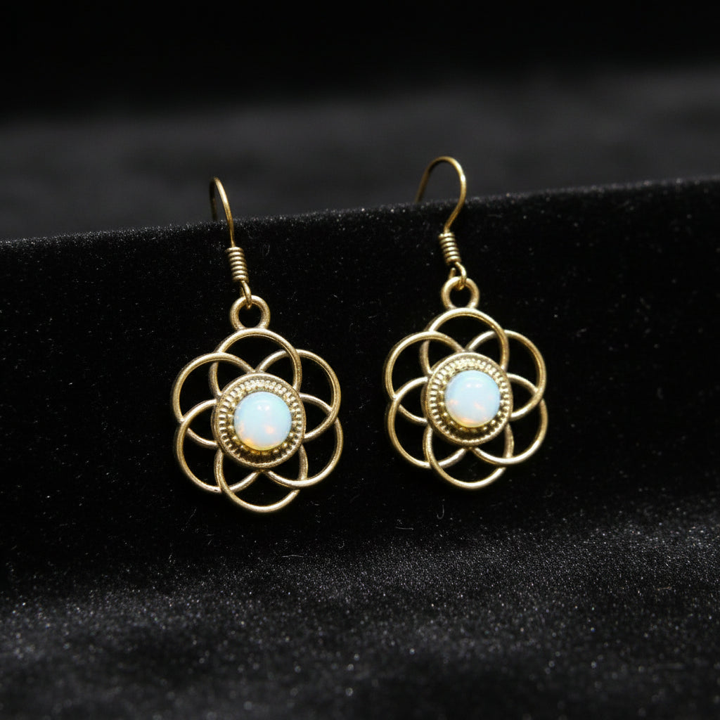 Pendientes dorados Piedra Opalita