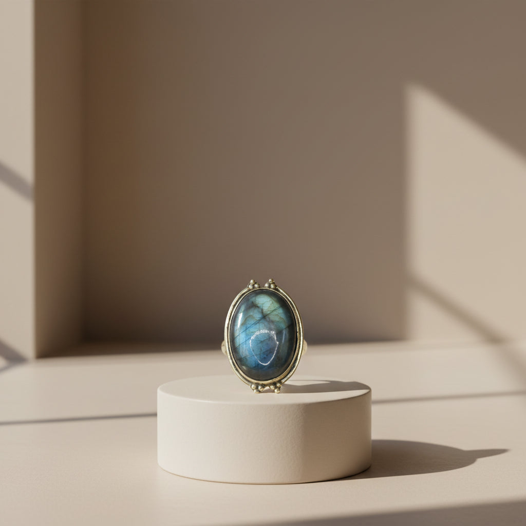 Anillo de Latón - Labradorita