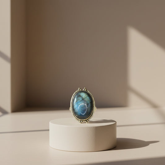 Anillo de Latón - Labradorita