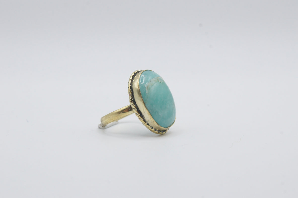 Amazonita - Anillo de latón