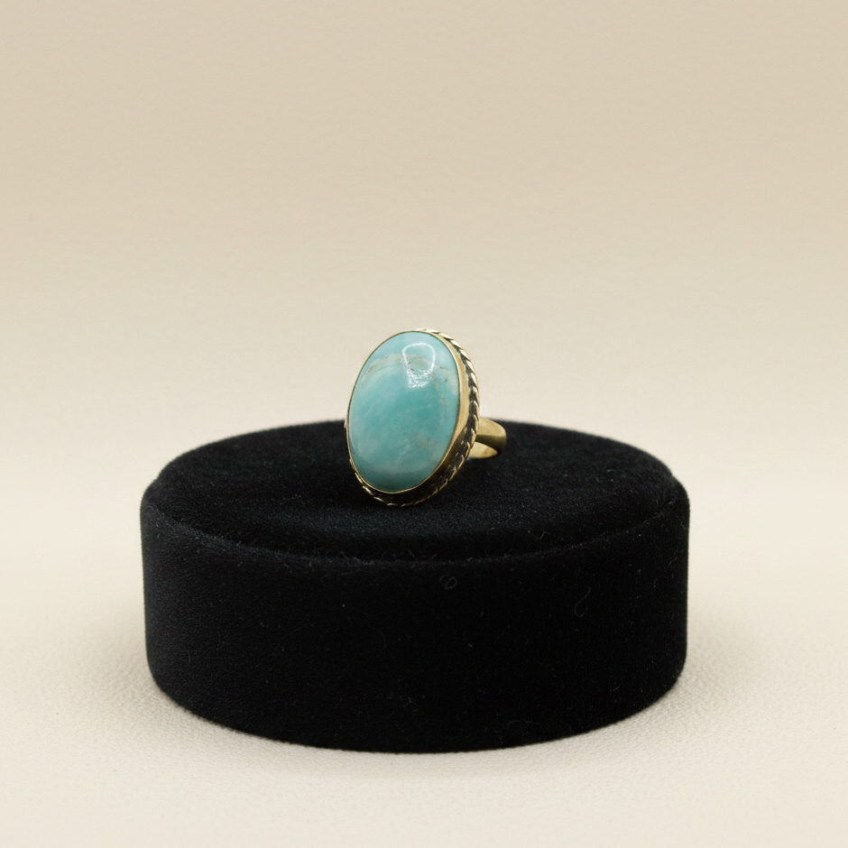 Amazonita - Anillo de latón