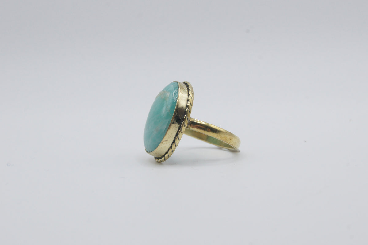 Amazonita - Anillo de latón