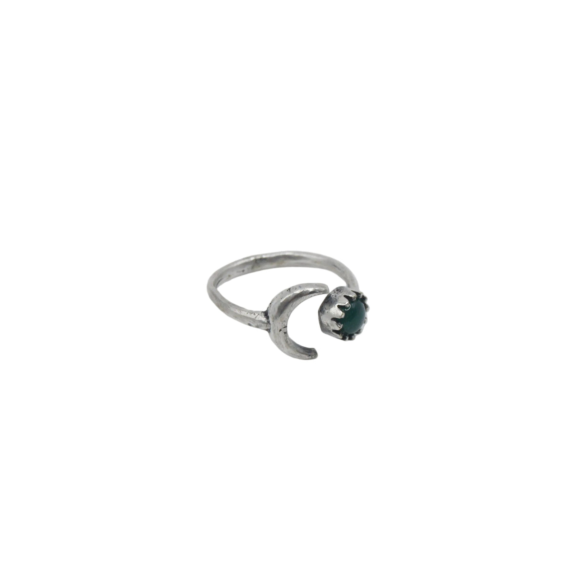 Anillo Luna de Latón con Piedra — Talla Ajustable