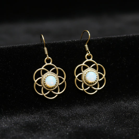 Pendientes dorados Piedra Opalita