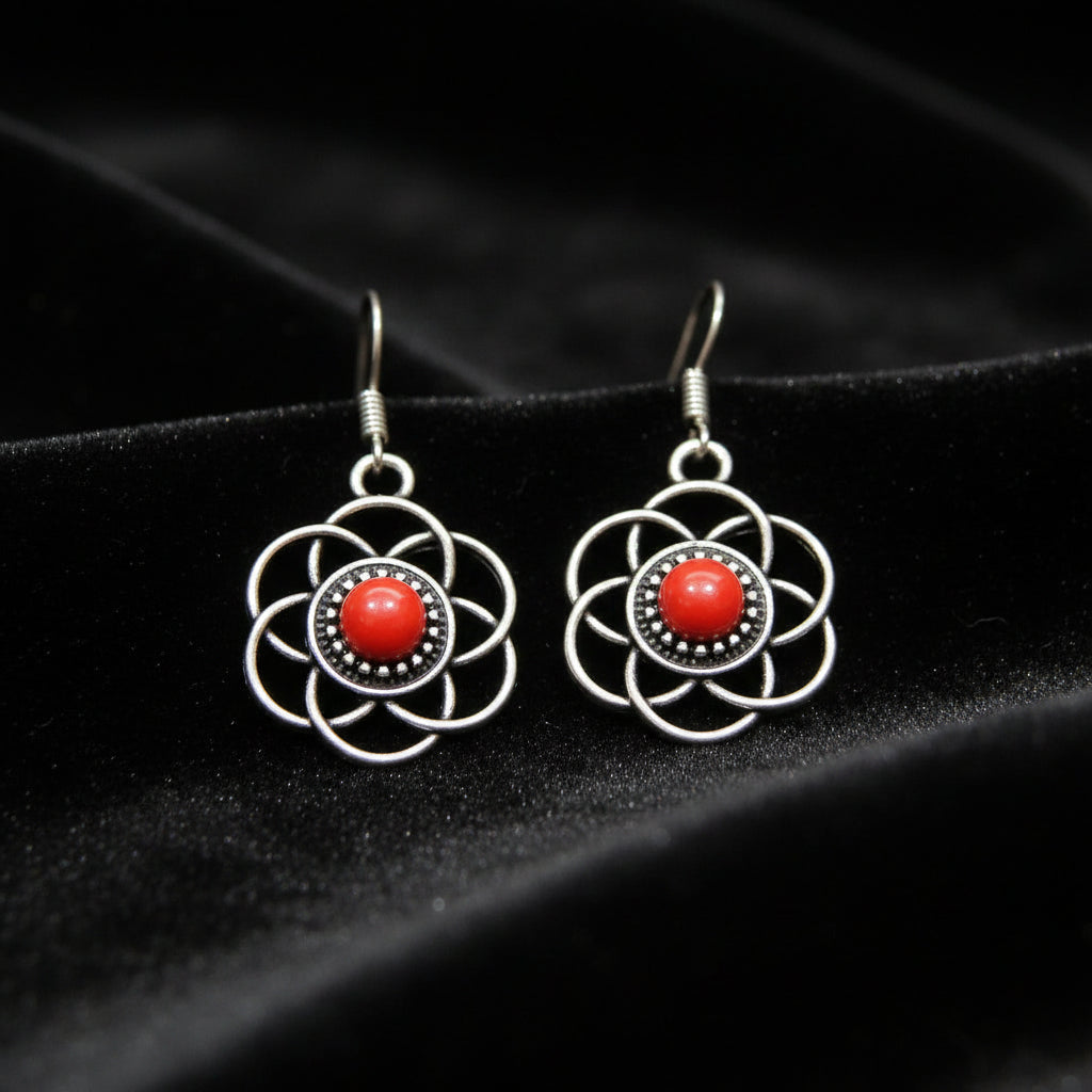 Pendientes Piedra Coral Rojo
