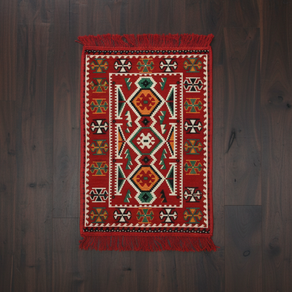 Ruya - Alfombra Turquía Kilim Rojo 60x90cm
