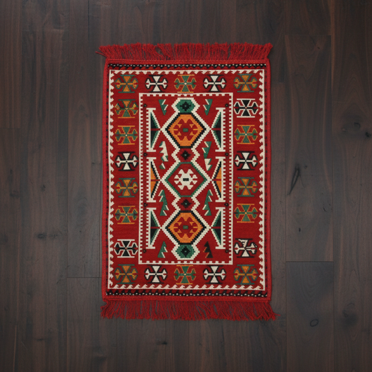 Ruya - Alfombra Turquía Kilim Rojo 60x90cm